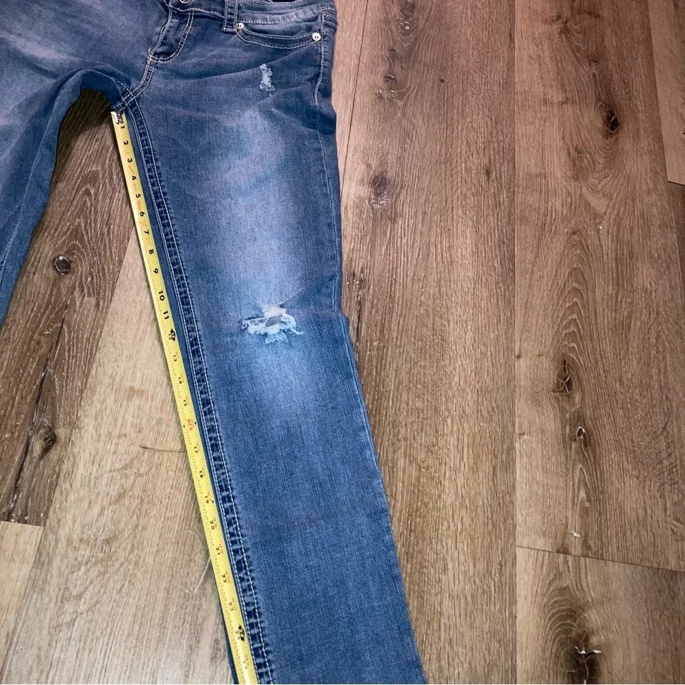 Women's Seven7 Est 1964 Distressed Blue Denim Slim Straight Jeans Size 31 | Y2K